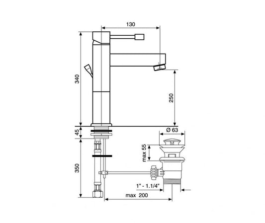 MISCELATORE LAVABO ALTO CROMATO EDEN EMMEVI MADE IN ITALY