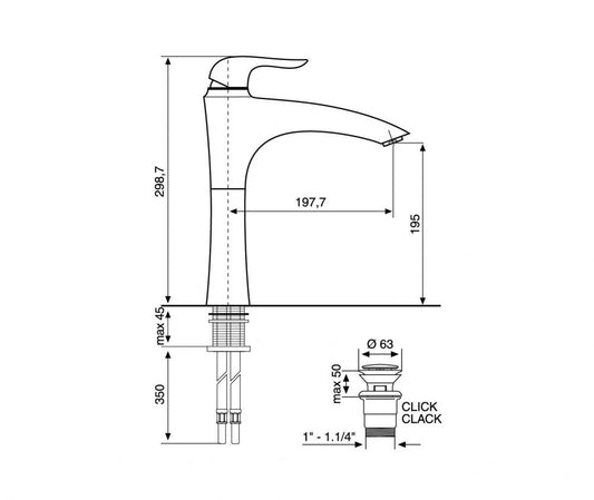 MISCELATORE LAVABO ALTO CROMATO NECO EMMEVI MADE IN ITALY