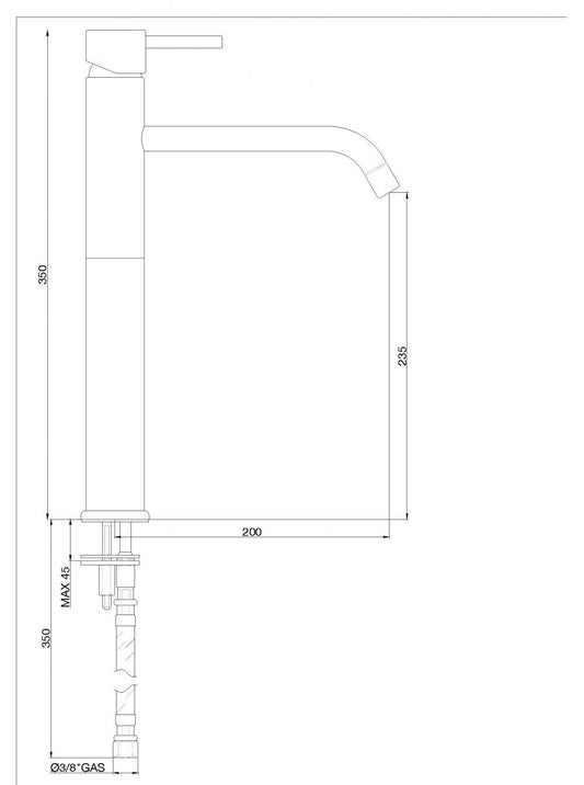 MISCELATORE LAVABO ALTO JOY 1310 CROMATO SENZA SCARICO MADE IN ITALY