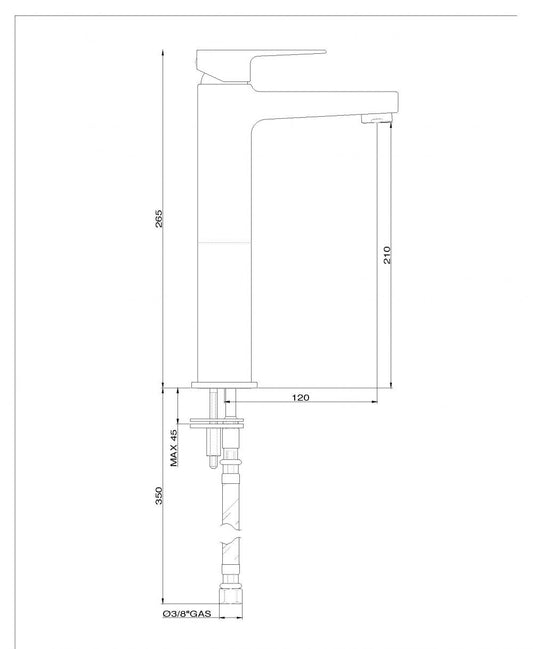 MISCELATORE LAVABO ALTO KHUGA K35 CROMATO MADE IN ITALY