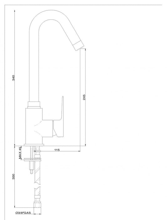 MISCELATORE LAVABO ALTO KHUGA K41 CROMATO MADE IN ITALY