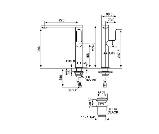 MISCELATORE LAVABO ALTO NEFER EMMEVI 5 ANNI GARANZIA MADE IN ITALY