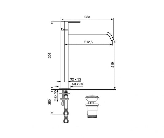 MISCELATORE LAVABO ALTO SIRIS EMMEVI MADE IN ITALY