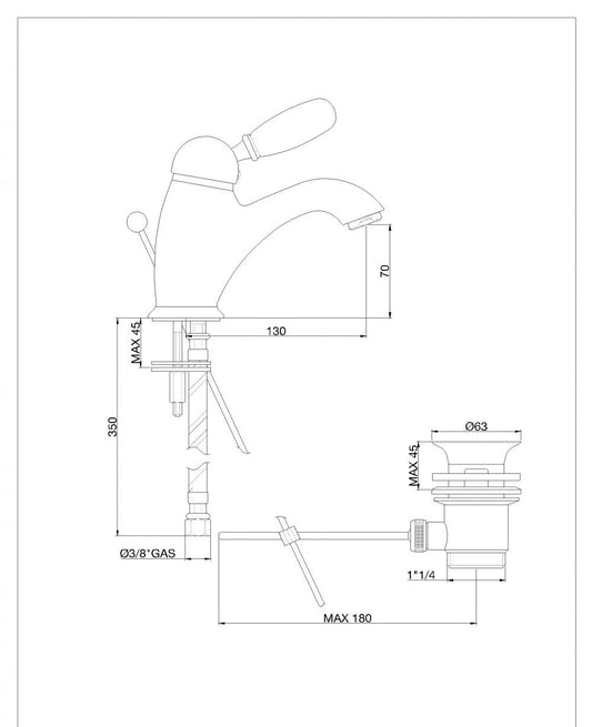 MISCELATORE LAVABO IMPERIAL BRONZO CILIEGIO SCARCO AUTOMATICO 11/4 MADE IN ITALY