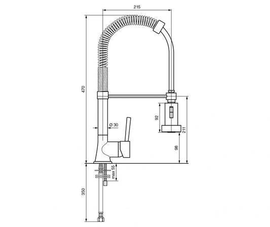 MISCELATORE LAVELLO CON DOCCIA A MOLLA PIPER EMMEVI CROMO MADE IN ITALY