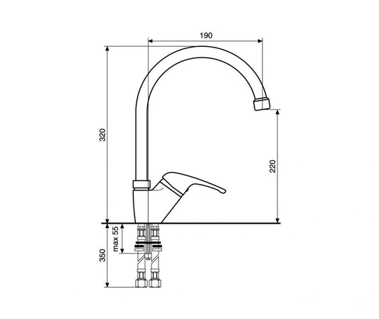 MISCELATORE LAVELLO CUCINA CANNA ALTA AMBRA CROMATO MADE IN ITALY