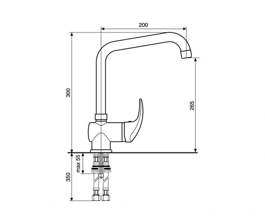 MISCELATORE LAVELLO CUCINA CANNA ALTA ANUBIS CROMATO MADE IN ITALY