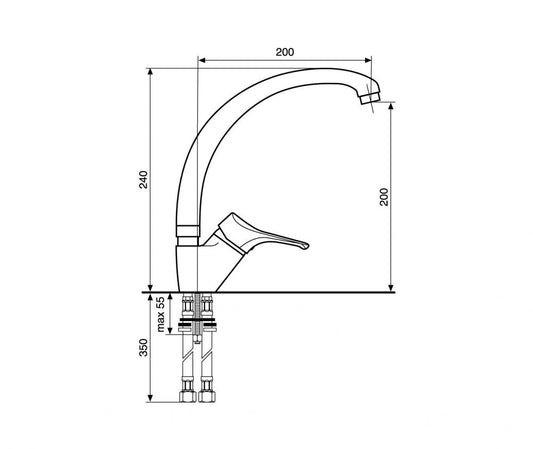 MISCELATORE LAVELLO CUCINA CANNA ALTA ZEUS MADE IN ITALY