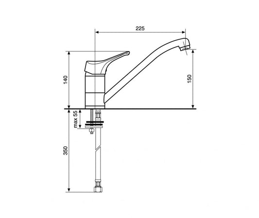 MISCELATORE LAVELLO CUCINA CANNA BASSA ZEUS MADE IN ITALY