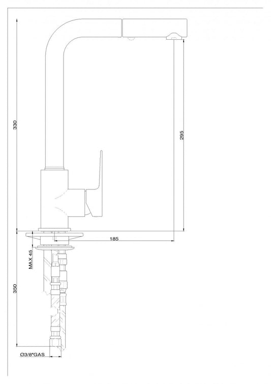 MISCELATORE LAVELLO K125L DOCCETTA IN OTTONE ESTRAIBILE 2 GETTI MADE IN ITALY