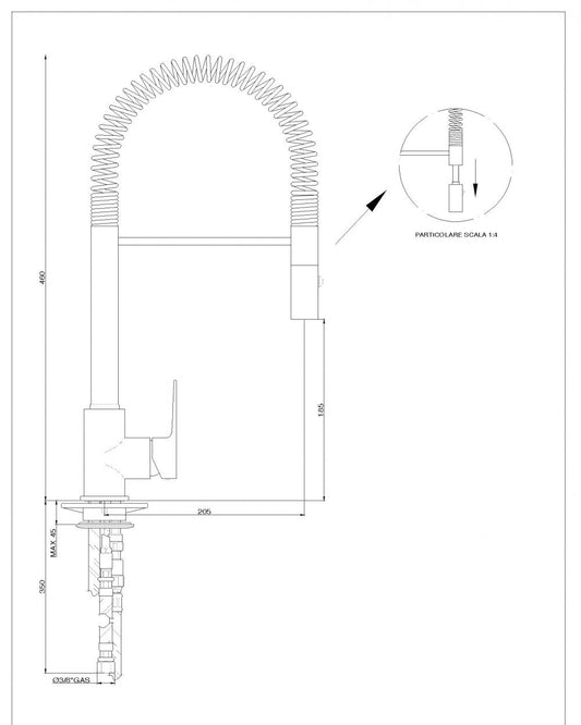 MISCELATORE LAVELLO KHUGA K130 DOCCIA 2 GETTI ESTRAIBILE ORIENTABILE MADE IN ITALY