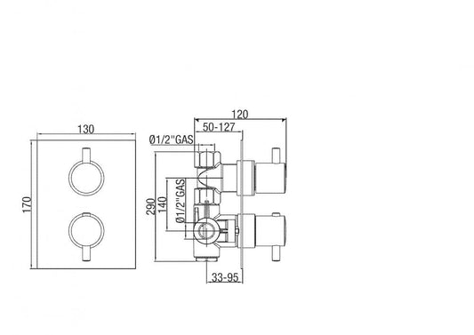 MISCELATORE TERMOSTATICO 12200 INCASSO DOCCIA CROMO MADE ITALY
