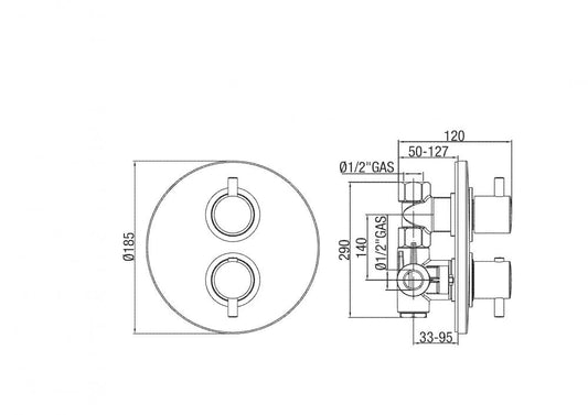 MISCELATORE TERMOSTATICO 12300 INCASSO DOCCIA CROMO MADE ITALY
