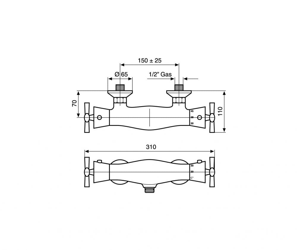 MISCELATORE TERMOSTATICO ESTERNO DOCCIA SPIRIT MADE IN ITALY