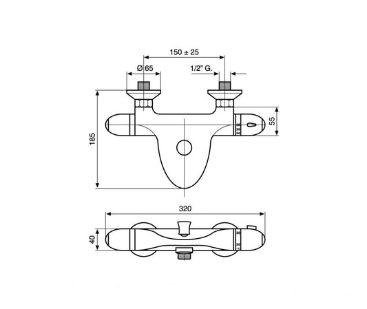 MISCELATORE TERMOSTATICO ESTERNO VASCA PEGASO MADE IN ITALY