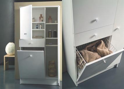 MOBILE LAVANDERIA GARDENIA BIANCO CM.71,5X34X137,5 3 ANTE 1 CASSETTO