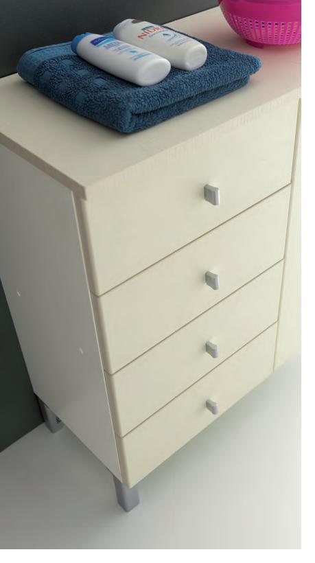 MOBILE LAVANDERIA MULTIUSO BIANCO-AVANA CM.72,5X35,5X83,5 1 ANTA 4 CASSETTI