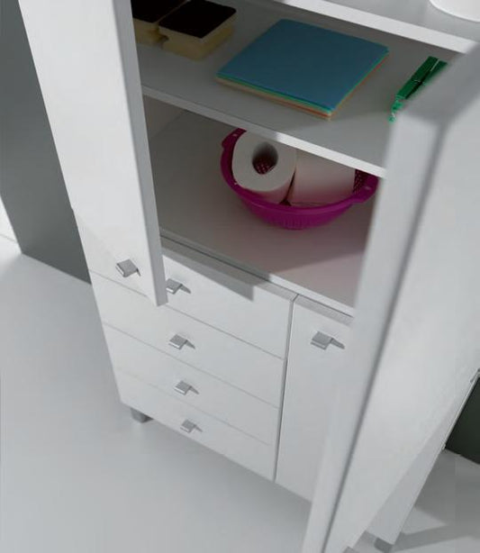 MOBILE LAVANDERIA MULTIUSO BIANCO CM.72,5X35,5X153,5 3 ANTE 4 CASSETTI