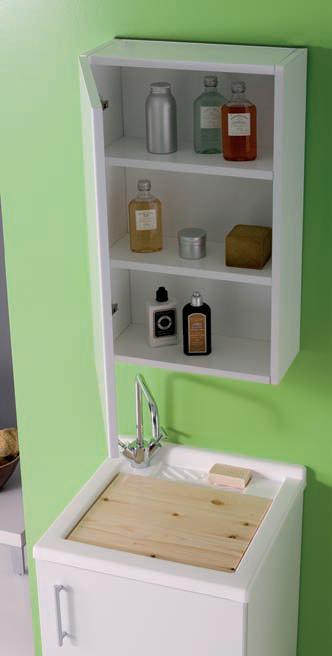 MOBILE LAVATOIO CM.50X50 LUNAROSSA BIANCO ASSE IN LEGNO E SPECCHIO CONTENITORE