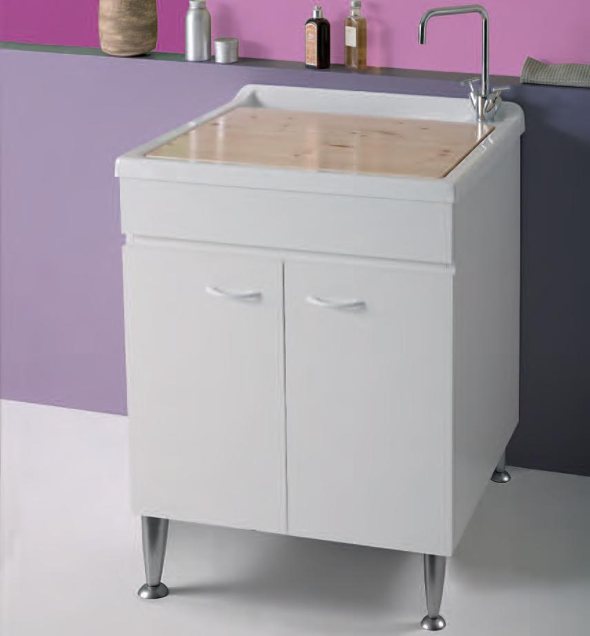 MOBILE LAVATOIO CM.74X60 SERIE LADY COLORE BIANCO CON ASSE IN LEGNO