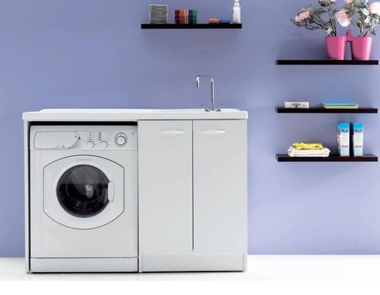 MOBILE LAVATOIO CON COPRILAVATRICE CM.124X60 SERIE LADY COLORE BIANCO