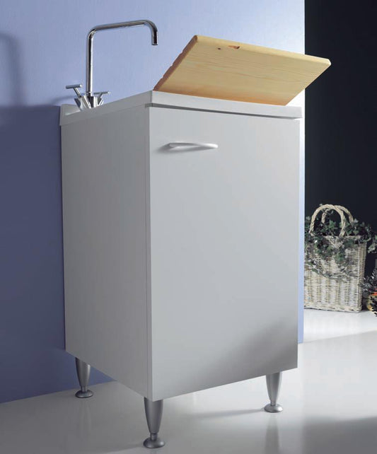 MOBILE LAVATOIO VASCA RESISTENTE ACIDI CM.45X60 LADY BIANCO CON ASSE IN LEGNO