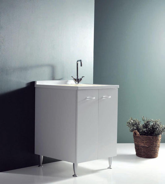 MOBILE LAVATOIO VASCA RESISTENTE ACIDI CM.60X50 LADY BIANCO CON ASSE IN LEGNO