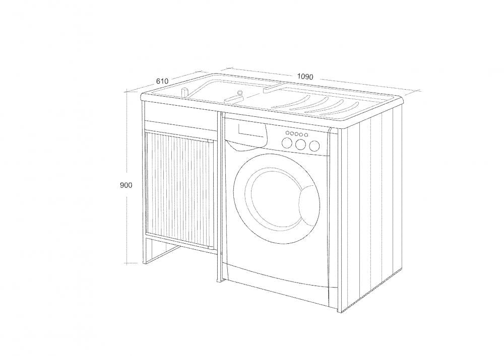 MOBILE PVC LAVATOIO CON COPRILAVATRICE CM.109X60 1 ANTA COMPATTA PER ESTERNO O INTERNO