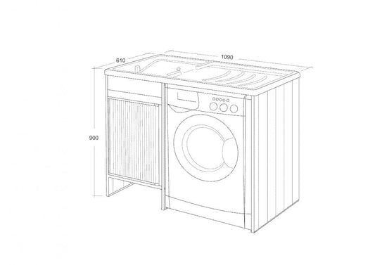 MOBILE PVC LAVATOIO CON COPRILAVATRICE CM.109X60 1 ANTA COMPATTA PER ESTERNO O INTERNO