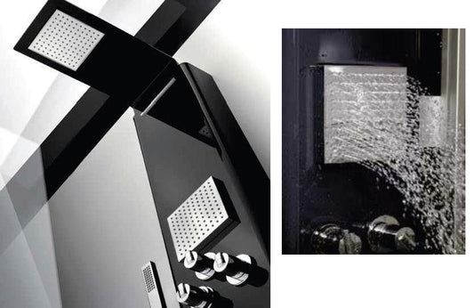 PANNELLO DOCCIA AQUASTAR NERO IDROMASSAGGIO-TERMOSTATICO-CASCATA