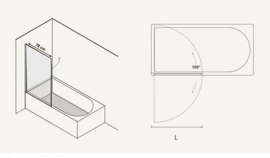 PANNELLO SOPRA VASCA BV112 CM 86 H 140 CROMO CRISTALLO TRASPARENTE SP 5MM