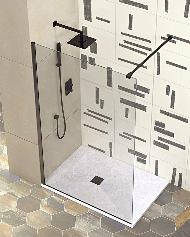 PARATIA DOCCIA WALK IN DARK 80X200 NERO CRISTALLO FUME SP 8MM