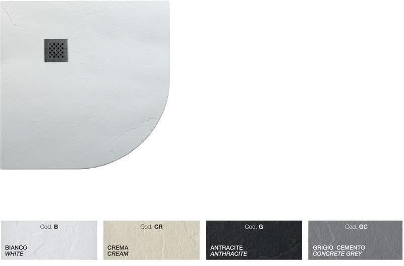 PIATTO DOCCIA FLAT MARMO RESINA 90X90 SEMICIRCOLARE H.2,5 CON PILETTA