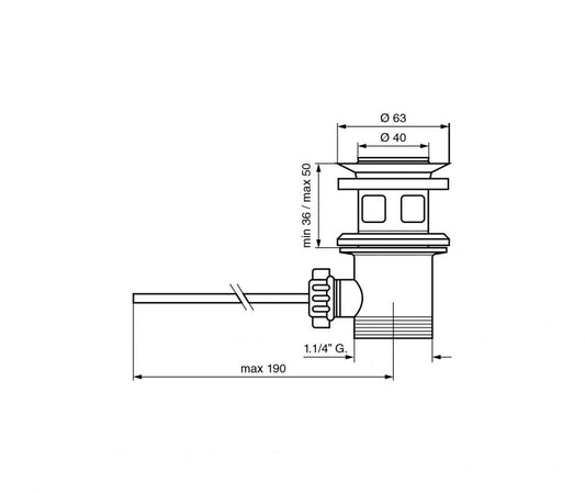 PILETTA SCARICO AUTOMATICO IN METALLO 11/4 CROMATO CON TAPPO MADE IN ITALY