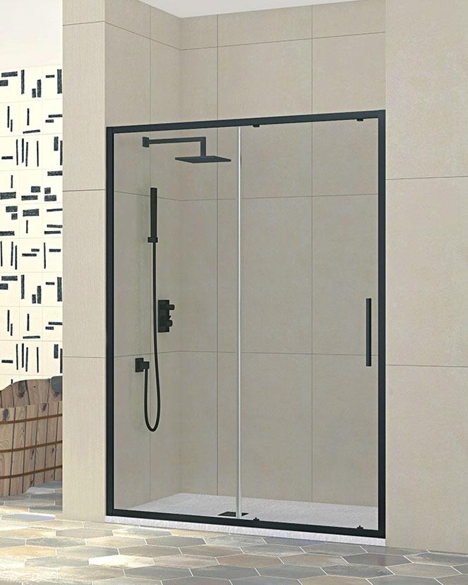 PORTA DOCCIA NICCHIA DARK 120 NERO CRISTALLO SP.6MM TRASPARENTE