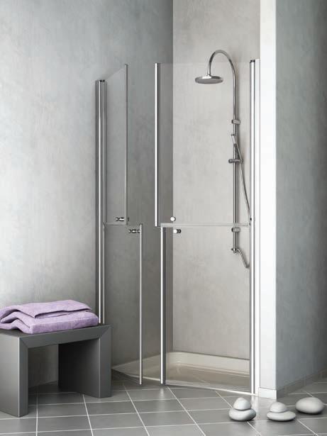 PORTA NICCHIA DOCCIA DISABILI OPEN CM.110 H.190 DOPPIA ANTA SDOPPIATA CRISTALLO TRASPARENTE SP.6MM