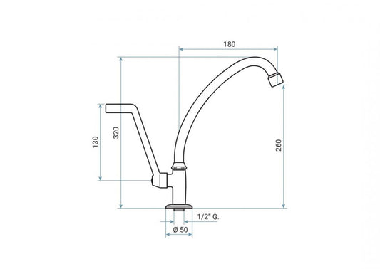 RUBINETTO A COLONNA CON LEVA CLINICA E BOCCA GIREVOLE EMMEVI MADE IN ITALY
