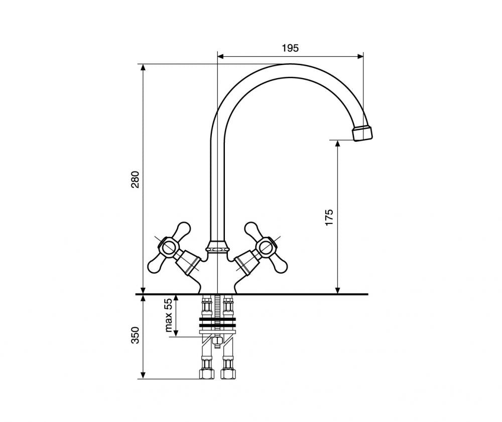 RUBINETTO CUCINA DECO EMMEVI RAMATO CON VITONE CERAMICO MADE IN ITALY