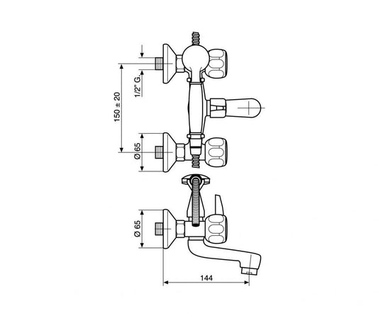 RUBINETTO ESTERNO VASCA CON DOCCETTA CROMO SOLE MADE IN ITALY