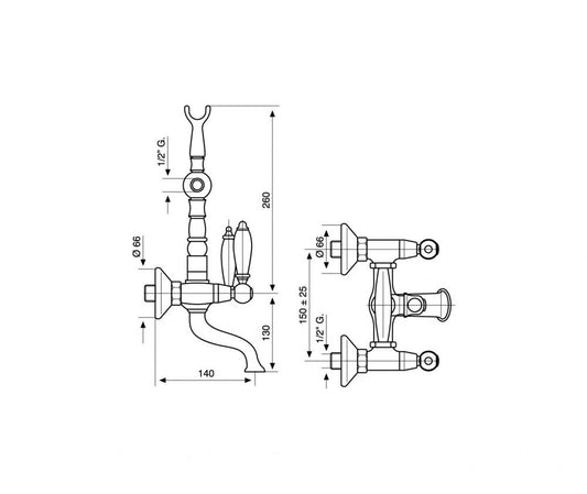 RUBINETTO ESTERNO VASCA CROMO DECO CERAMIC VITONE CERAMICO MADE IN ITALY