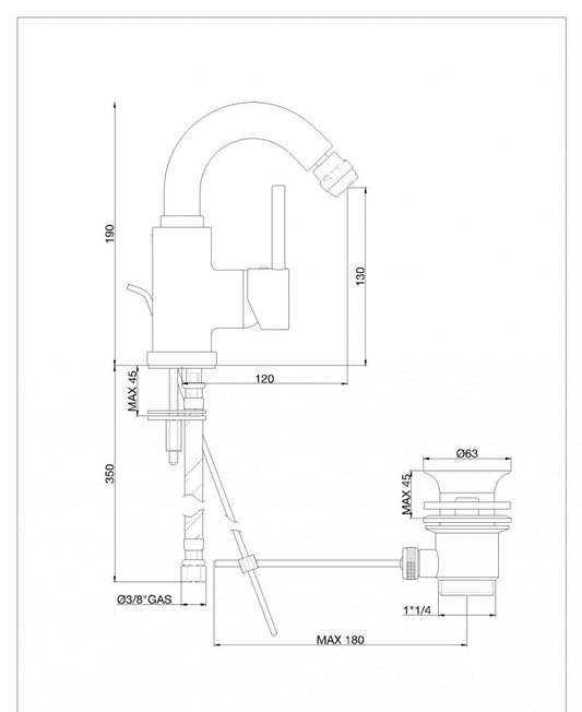 SET COMPLETO MISCELATORI CANNA ORIENTABILE LAVABO E BIDET DOLLY CROM MADE IN ITALY
