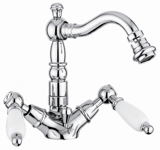 SET COMPLETO RUBINETTI MONOFORO LAVABO E BIDET DECO' CERAMIC CROMO MADE IN ITALY