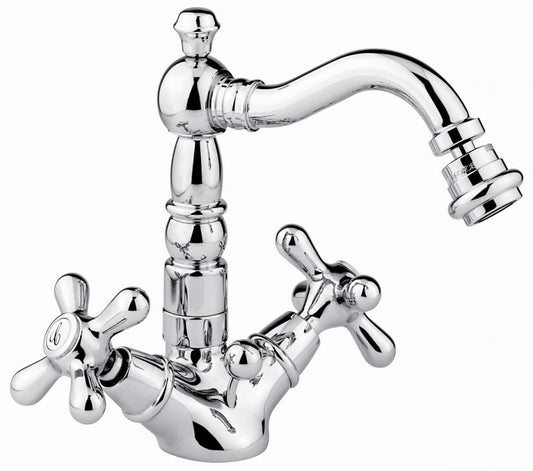 SET COMPLETO RUBINETTI MONOFORO LAVABO E BIDET DECO' OLD CROMATO MADE IN ITALY