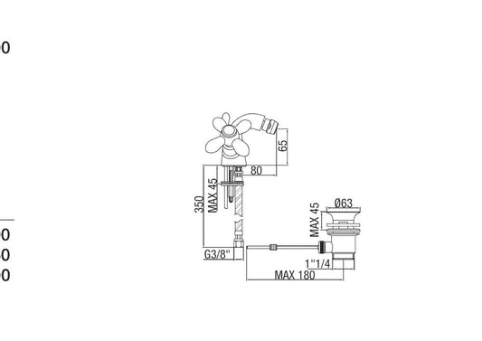 SET RUBINETTI MONOFORO LAVABO E BIDET MARGHERITA CROMO MADE ITALY