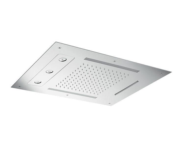 SOFFIONE DOCCIA 3 FUNZIONI CON CROMOTERAPIA E044190 RETTANGOLARE 630X480 ACCIAIO INOX LUCIDO MADE IN ITALY