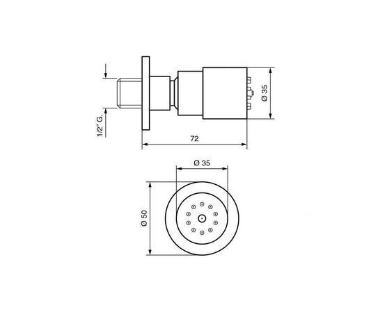 SOFFIONE DOCCIA LATERALE TONDO DIAM. MM 33 ORIENTABILE ANTICALCARE C00673 MADE IN ITALY