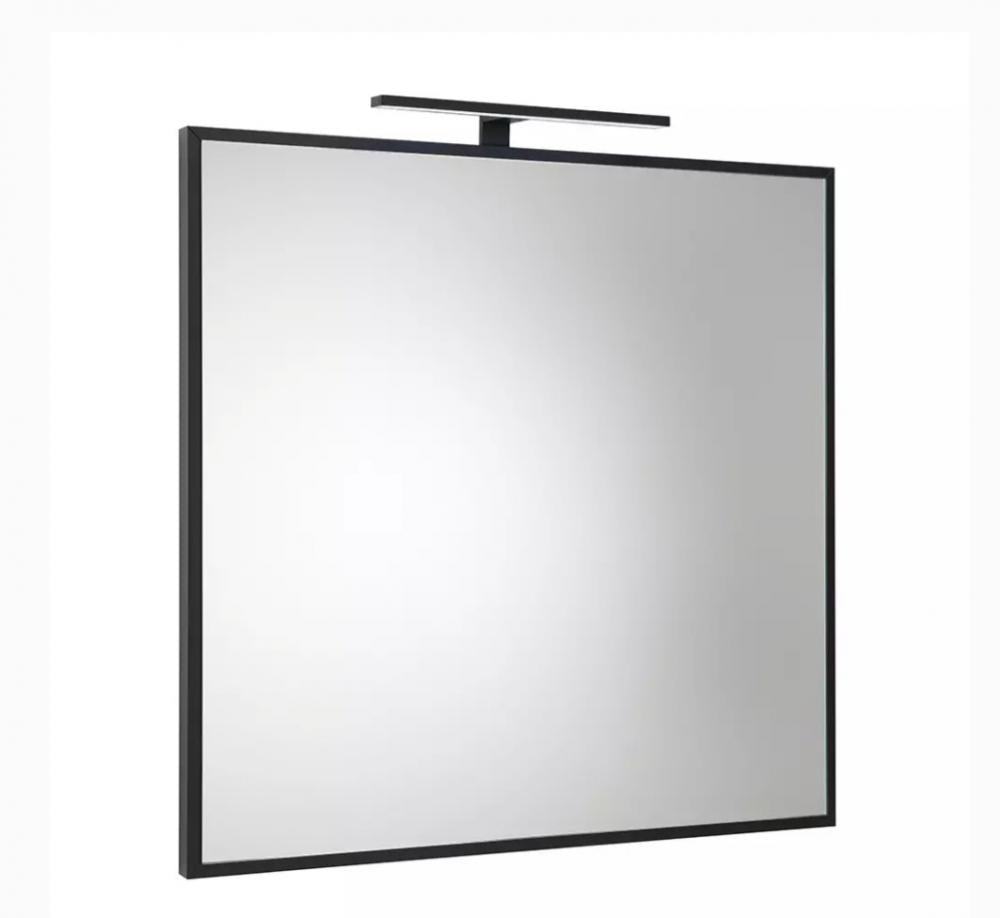 SPECCHIO TELAIO NERO CM.70 X H.70 CON LAMPADA LED NERA MADE ITALY