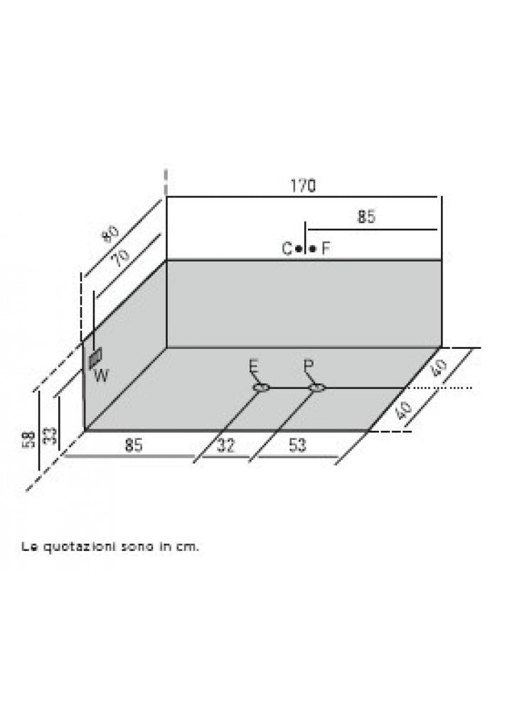 VASCA ALFA 170X80 TELAIO 2 PANNELLI IDROMASSAGGIO WHIRLPOOL 6 JET E RUBINETTERIA)
