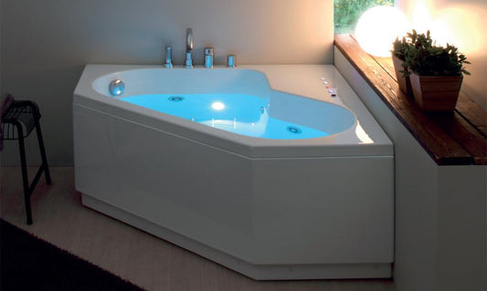 VASCA ANGOLO 120X120 DIAMANTE TELAIO PANNELLO IDROMASSAGGIO WHIRLPOOL CROMOTERAPY