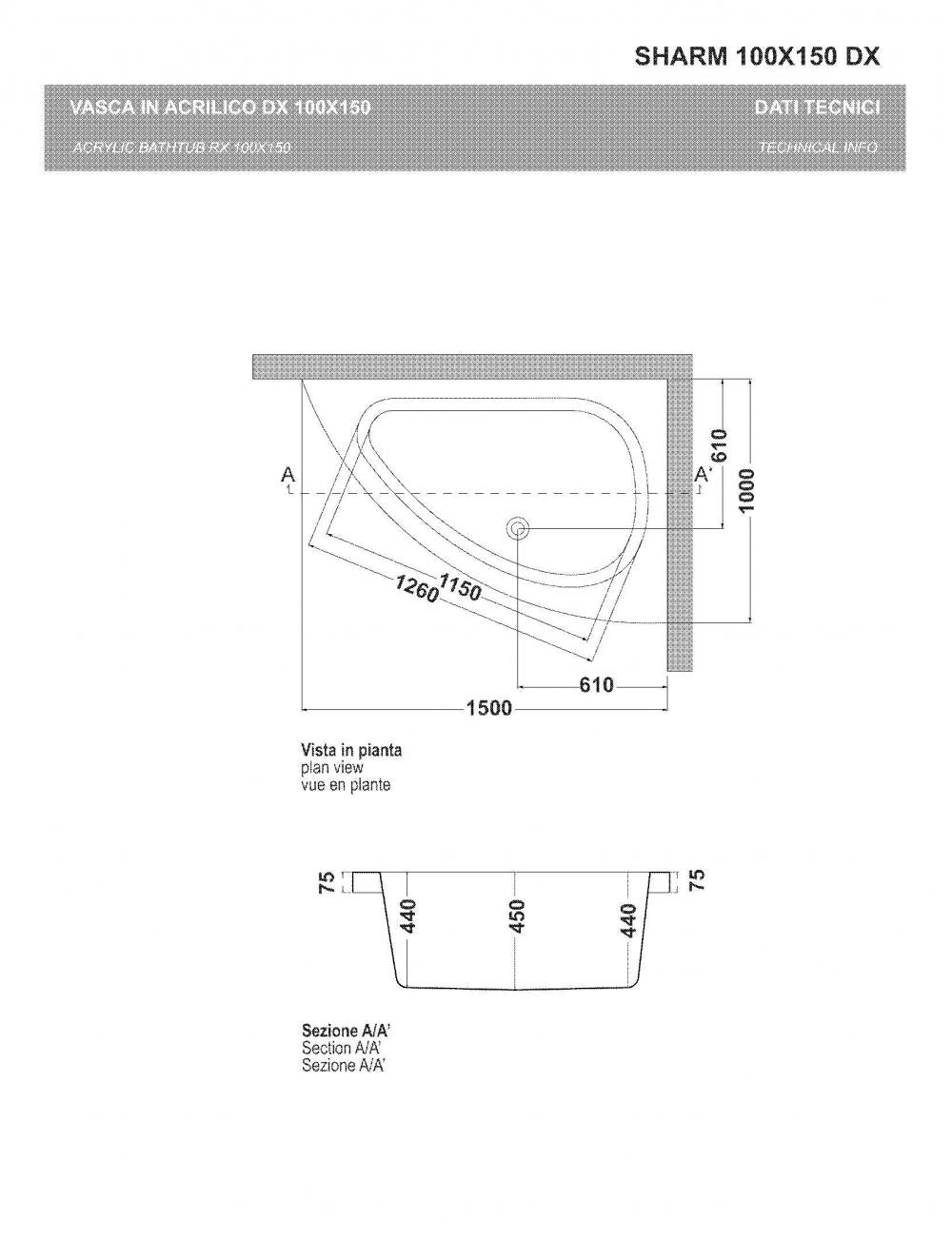 VASCA ANGOLO 150X100 SHARM TELAIO PANNELLO IDROMASSAGGIO WHIRLPOOL AIRPOOL DISINFEZIONE CROMOTERAPIA